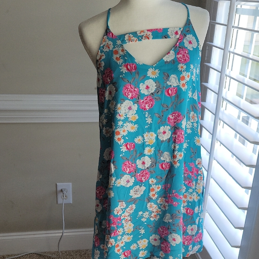 Peach Love California Blue Floral Dress